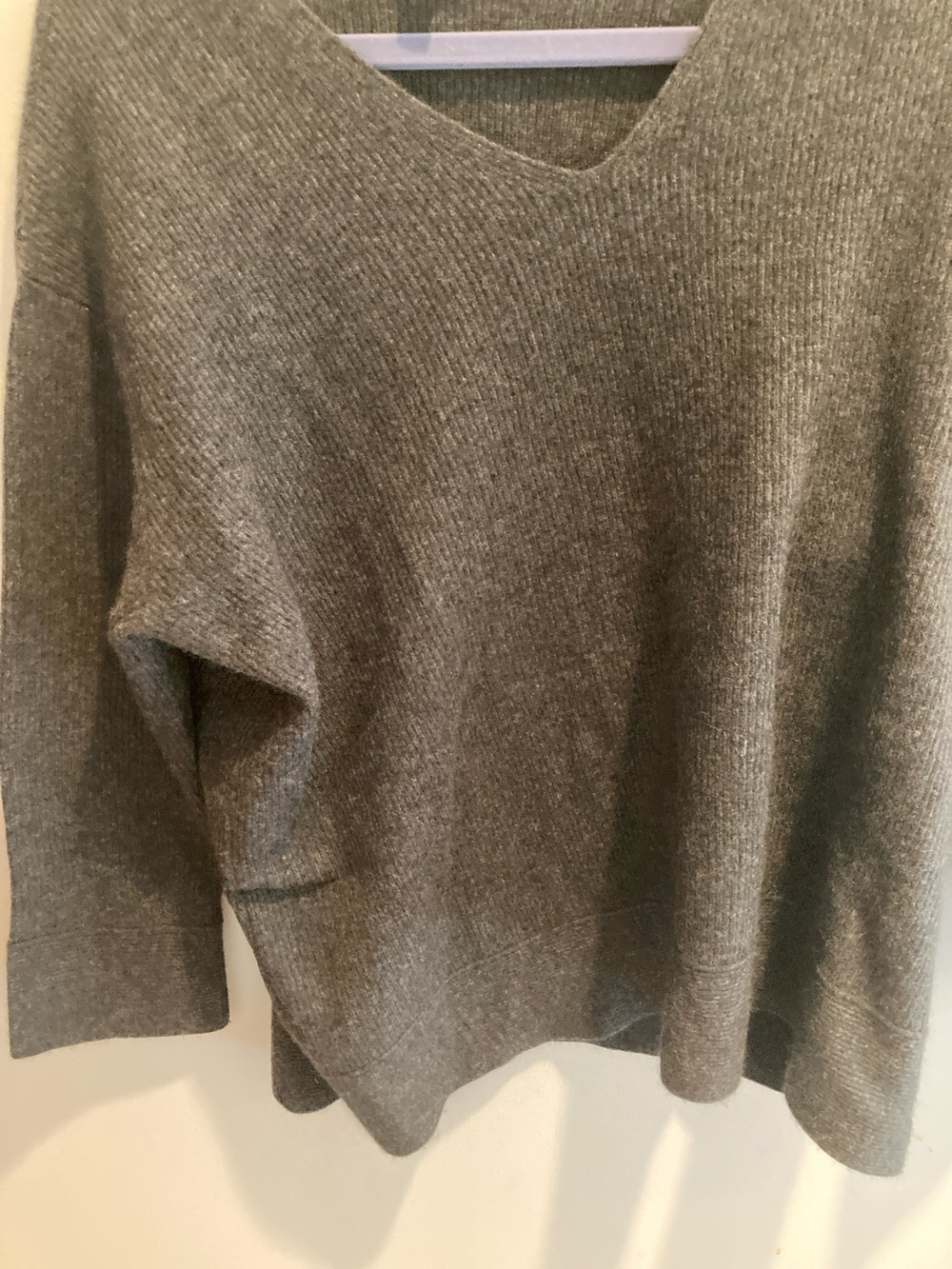 J. Jill Off-the-Shoulder Ribbed Sweater in Gray